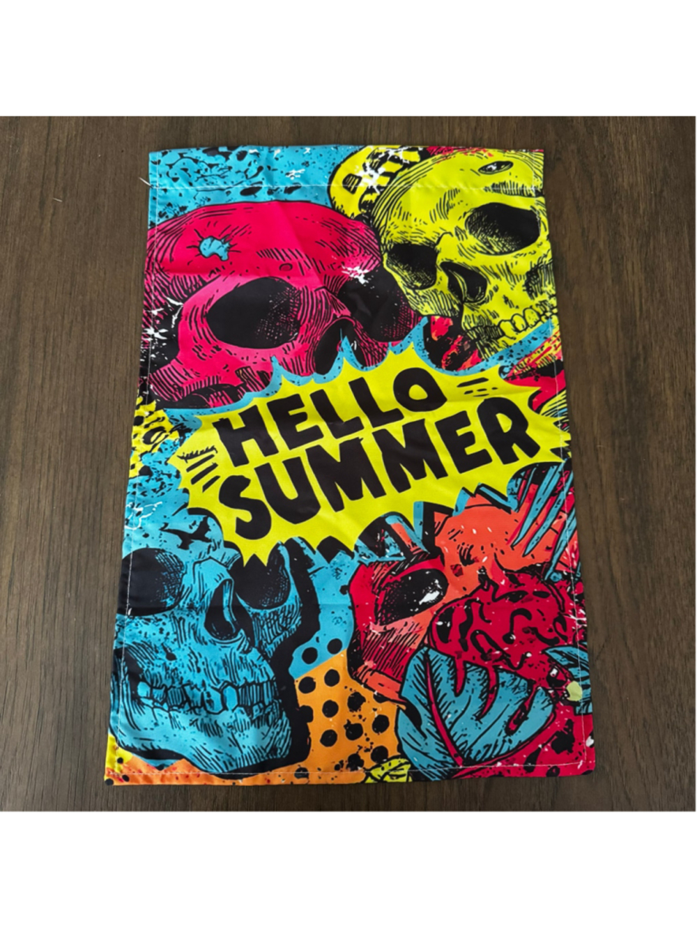 Summerween Skull Garden Flag | Colorful Gothic Outdoor Decor | 17” × 11.5”